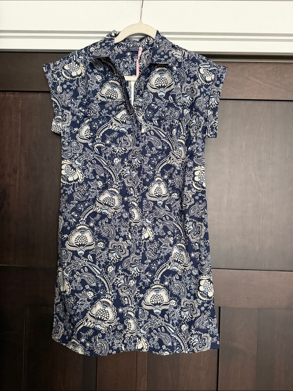 Vineyard Vines Margo Poplin Shirtdress In Navy Piper Paisley Size XXS